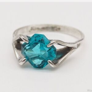 Vintage Joseph Esposito Sterling Silver Blue Glass Ring